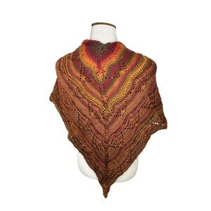 Vtg. Crochet Shawl Wrap Scarf Boho Cozy Granny Cottage Throw Square 53"X53"